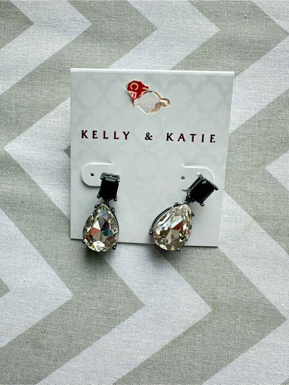 Kelly & Katie Crystal Teardrop Earrings - Clear and Black and Necklace combo